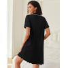 Ekouaer Cotton Nightgowns for Women Button Down Sleep Shirts Short Sleeve Night Gown Boyfriend Sleepwear Soft Night Shirts(Black)