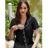 Ekouaer Cotton Nightgowns for Women Button Down Sleep Shirts Short Sleeve Night Gown Boyfriend Sleepwear Soft Night Shirts(Black)