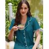 Ekouaer Cotton Nightgowns for Women Button Down Sleep Shirts Short Sleeve Night Gown Boyfriend Sleepwear Soft Night Shirts(Blue Green)