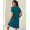 Ekouaer Cotton Nightgowns for Women Button Down Sleep Shirts Short Sleeve Night Gown Boyfriend Sleepwear Soft Night Shirts(Blue Green)