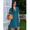 Ekouaer Cotton Nightgowns for Women Button Down Sleep Shirts Short Sleeve Night Gown Boyfriend Sleepwear Soft Night Shirts(Blue Green)