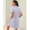 Ekouaer Cotton Nightgowns for Women Button Down Sleep Shirts Short Sleeve Night Gown Boyfriend Sleepwear Soft Night Shirts(Grey Star)