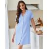 Ekouaer Cotton Nightgowns for Women Button Down Sleep Shirts Short Sleeve Night Gown Boyfriend Sleepwear Soft Night Shirts(Light Blue)