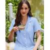 Ekouaer Cotton Nightgowns for Women Button Down Sleep Shirts Short Sleeve Night Gown Boyfriend Sleepwear Soft Night Shirts(Light Blue)