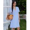 Ekouaer Cotton Nightgowns for Women Button Down Sleep Shirts Short Sleeve Night Gown Boyfriend Sleepwear Soft Night Shirts(Light Blue)