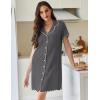 Ekouaer Cotton Nightgowns for Women Button Down Sleep Shirts Short Sleeve Night Gown Boyfriend Sleepwear Soft Night Shirts(Medium Grey)