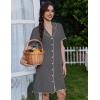 Ekouaer Cotton Nightgowns for Women Button Down Sleep Shirts Short Sleeve Night Gown Boyfriend Sleepwear Soft Night Shirts(Medium Grey)