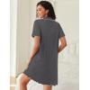 Ekouaer Cotton Nightgowns for Women Button Down Sleep Shirts Short Sleeve Night Gown Boyfriend Sleepwear Soft Night Shirts(Medium Grey)