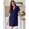 Ekouaer Cotton Nightgowns for Women Button Down Sleep Shirts Short Sleeve Night Gown Boyfriend Sleepwear Soft Night Shirts(Navy Blue)