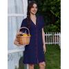 Ekouaer Cotton Nightgowns for Women Button Down Sleep Shirts Short Sleeve Night Gown Boyfriend Sleepwear Soft Night Shirts(Navy Blue)