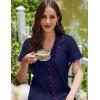 Ekouaer Cotton Nightgowns for Women Button Down Sleep Shirts Short Sleeve Night Gown Boyfriend Sleepwear Soft Night Shirts(Navy Blue)