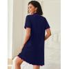 Ekouaer Cotton Nightgowns for Women Button Down Sleep Shirts Short Sleeve Night Gown Boyfriend Sleepwear Soft Night Shirts(Navy Blue)