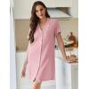 Ekouaer Cotton Nightgowns for Women Button Down Sleep Shirts Short Sleeve Night Gown Boyfriend Sleepwear Soft Night Shirts(Pink)