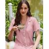 Ekouaer Cotton Nightgowns for Women Button Down Sleep Shirts Short Sleeve Night Gown Boyfriend Sleepwear Soft Night Shirts(Pink)