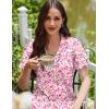 Ekouaer Cotton Nightgowns for Women Button Down Sleep Shirts Short Sleeve Night Gown Boyfriend Sleepwear Soft Night Shirts(Pink Floral)
