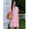 Ekouaer Cotton Nightgowns for Women Button Down Sleep Shirts Short Sleeve Night Gown Boyfriend Sleepwear Soft Night Shirts(Pink Floral)