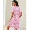 Ekouaer Cotton Nightgowns for Women Button Down Sleep Shirts Short Sleeve Night Gown Boyfriend Sleepwear Soft Night Shirts(Pink Floral)