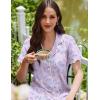 Ekouaer Cotton Nightgowns for Women Button Down Sleep Shirts Short Sleeve Night Gown Boyfriend Sleepwear Soft Night Shirts(Purple Flowers)