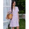 Ekouaer Cotton Nightgowns for Women Button Down Sleep Shirts Short Sleeve Night Gown Boyfriend Sleepwear Soft Night Shirts(Purple Flowers)