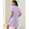 Ekouaer Cotton Nightgowns for Women Button Down Sleep Shirts Short Sleeve Night Gown Boyfriend Sleepwear Soft Night Shirts(Purple Flowers)
