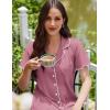 Ekouaer Cotton Nightgowns for Women Button Down Sleep Shirts Short Sleeve Night Gown Boyfriend Sleepwear Soft Night Shirts(Purple Red)