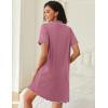 Ekouaer Cotton Nightgowns for Women Button Down Sleep Shirts Short Sleeve Night Gown Boyfriend Sleepwear Soft Night Shirts(Purple Red)