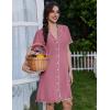 Ekouaer Cotton Nightgowns for Women Button Down Sleep Shirts Short Sleeve Night Gown Boyfriend Sleepwear Soft Night Shirts(Purple Red)
