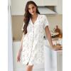 Ekouaer Cotton Nightgowns for Women Button Down Sleep Shirts Short Sleeve Night Gown Boyfriend Sleepwear Soft Night Shirts(White Floral)