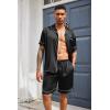 Ekouaer Mens Silk Satin Pajamas Set, Short Sleeve Sleepwear Lightweight Button Up Lounge Pjs Set with Pockets S-4XL(Black)