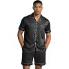 Ekouaer Mens Silk Satin Pajamas Set, Short Sleeve Sleepwear Lightweight Button Up Lounge Pjs Set with Pockets S-4XL(Black Leopard)