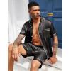 Ekouaer Mens Silk Satin Pajamas Set, Short Sleeve Sleepwear Lightweight Button Up Lounge Pjs Set with Pockets S-4XL(Black Leopard)