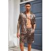 Ekouaer Mens Silk Satin Pajamas Set, Short Sleeve Sleepwear Lightweight Button Up Lounge Pjs Set with Pockets S-4XL(Brown Leopard)