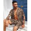 Ekouaer Mens Silk Satin Pajamas Set, Short Sleeve Sleepwear Lightweight Button Up Lounge Pjs Set with Pockets S-4XL(Brown Leopard)
