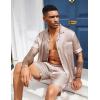Ekouaer Mens Silk Satin Pajamas Set, Short Sleeve Sleepwear Lightweight Button Up Lounge Pjs Set with Pockets S-4XL(Champagne)