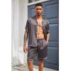 Ekouaer Mens Silk Satin Pajamas Set, Short Sleeve Sleepwear Lightweight Button Up Lounge Pjs Set with Pockets S-4XL(Dark Gray)