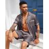 Ekouaer Mens Silk Satin Pajamas Set, Short Sleeve Sleepwear Lightweight Button Up Lounge Pjs Set with Pockets S-4XL(Dark Gray)