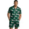 Ekouaer Mens Silk Satin Pajamas Set, Short Sleeve Sleepwear Lightweight Button Up Lounge Pjs Set with Pockets S-4XL(Deep Teal/Tiger)