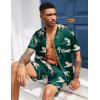Ekouaer Mens Silk Satin Pajamas Set, Short Sleeve Sleepwear Lightweight Button Up Lounge Pjs Set with Pockets S-4XL(Deep Teal/Tiger)
