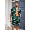 Ekouaer Mens Silk Satin Pajamas Set, Short Sleeve Sleepwear Lightweight Button Up Lounge Pjs Set with Pockets S-4XL(Deep Teal/Tiger)
