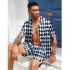 Ekouaer Mens Silk Satin Pajamas Set, Short Sleeve Sleepwear Lightweight Button Up Lounge Pjs Set with Pockets S-4XL(Diamond Pattern)
