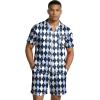 Ekouaer Mens Silk Satin Pajamas Set, Short Sleeve Sleepwear Lightweight Button Up Lounge Pjs Set with Pockets S-4XL(Diamond Pattern)