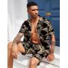 Ekouaer Mens Silk Satin Pajamas Set, Short Sleeve Sleepwear Lightweight Button Up Lounge Pjs Set with Pockets S-4XL(Gold Tropical Print)