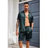 Ekouaer Mens Silk Satin Pajamas Set, Short Sleeve Sleepwear Lightweight Button Up Lounge Pjs Set with Pockets S-4XL(Lake Blue Leopard)