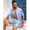 Ekouaer Mens Silk Satin Pajamas Set, Short Sleeve Sleepwear Lightweight Button Up Lounge Pjs Set with Pockets S-4XL(Light Blue)
