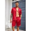 Ekouaer Mens Silk Satin Pajamas Set, Short Sleeve Sleepwear Lightweight Button Up Lounge Pjs Set with Pockets S-4XL(Red)