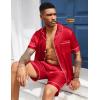 Ekouaer Mens Silk Satin Pajamas Set, Short Sleeve Sleepwear Lightweight Button Up Lounge Pjs Set with Pockets S-4XL(Red)