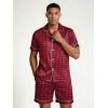 Ekouaer Mens Silk Satin Pajamas Set, Short Sleeve Sleepwear Lightweight Button Up Lounge Pjs Set with Pockets S-4XL(Red Diamond Pattern)