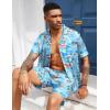 Ekouaer Mens Silk Satin Pajamas Set, Short Sleeve Sleepwear Lightweight Button Up Lounge Pjs Set with Pockets S-4XL(Serene Blue)