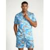 Ekouaer Mens Silk Satin Pajamas Set, Short Sleeve Sleepwear Lightweight Button Up Lounge Pjs Set with Pockets S-4XL(Serene Blue)