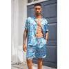Ekouaer Mens Silk Satin Pajamas Set, Short Sleeve Sleepwear Lightweight Button Up Lounge Pjs Set with Pockets S-4XL(Serene Blue)